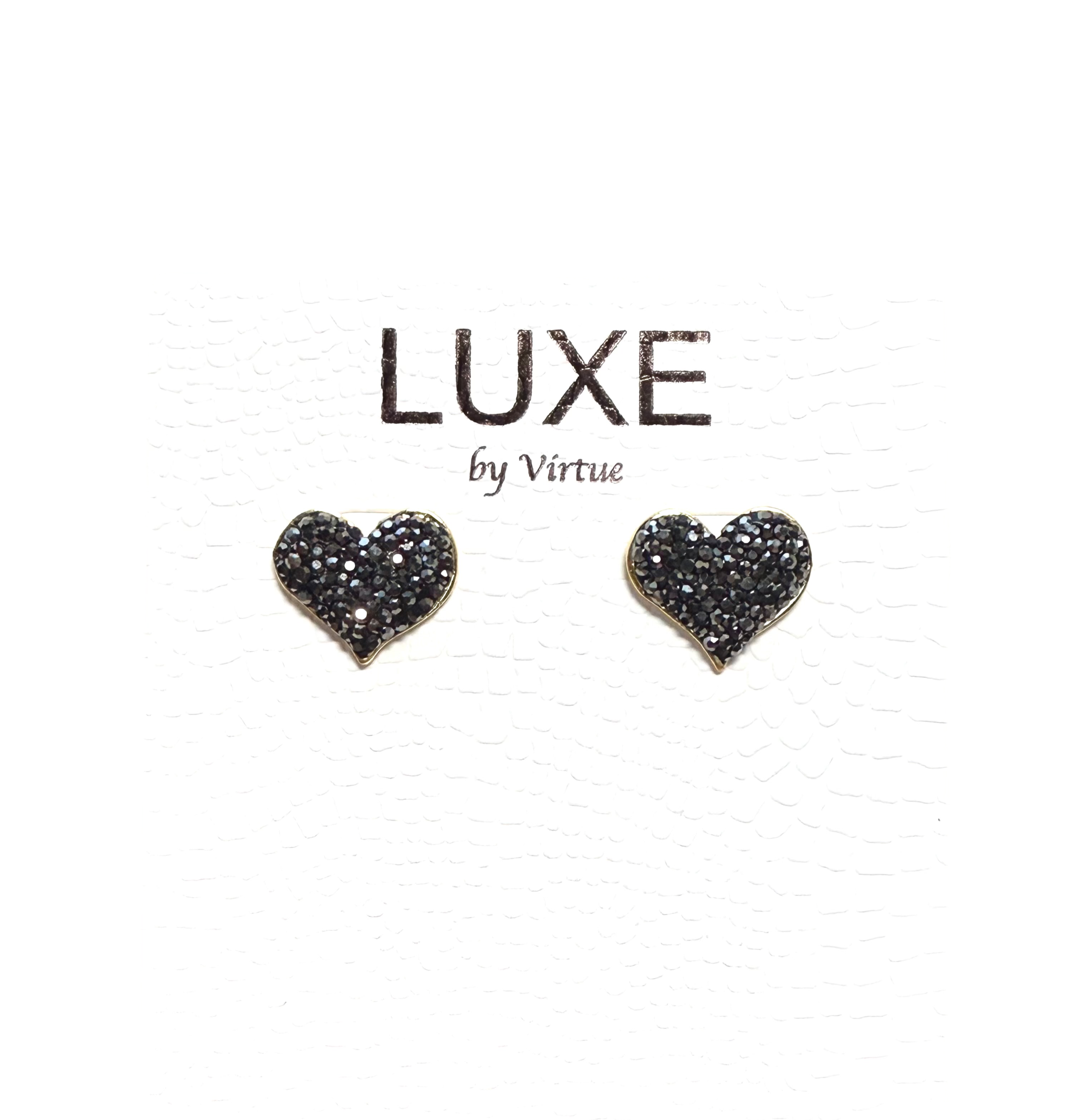 The Juliet Luxe Studded Stone Heart Stud - Gunmetal - Gabrielle's Biloxi