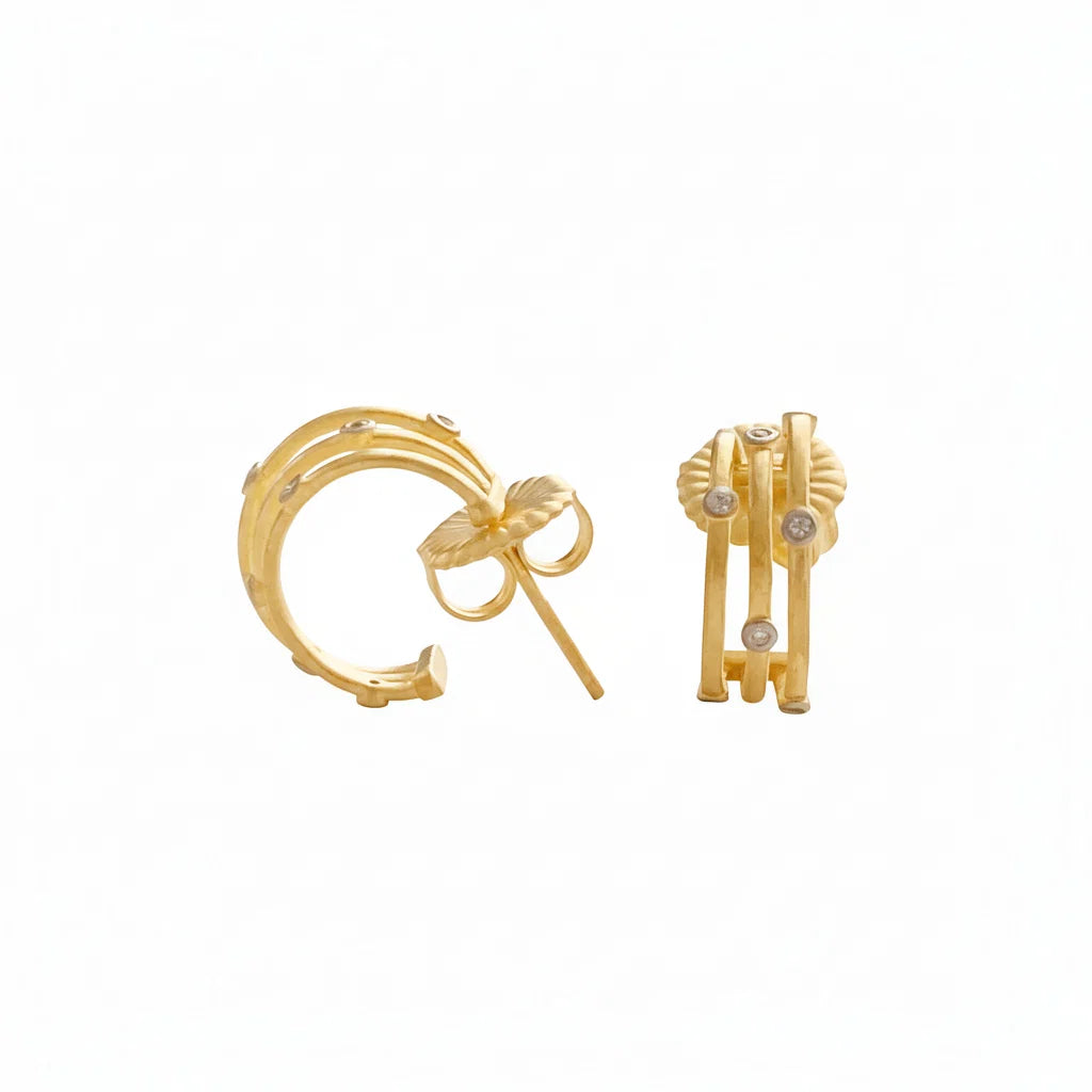 Freida Rothman Signature Cityscape Wire Hoop Earrings -Gold