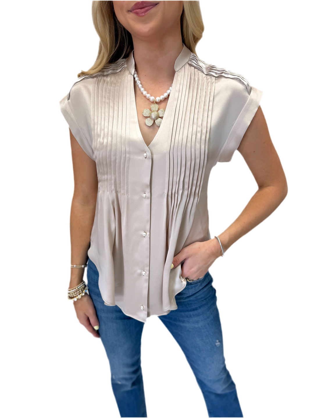 Amanda Uprichard Cielo Top - Bone - Gabrielle's Biloxi