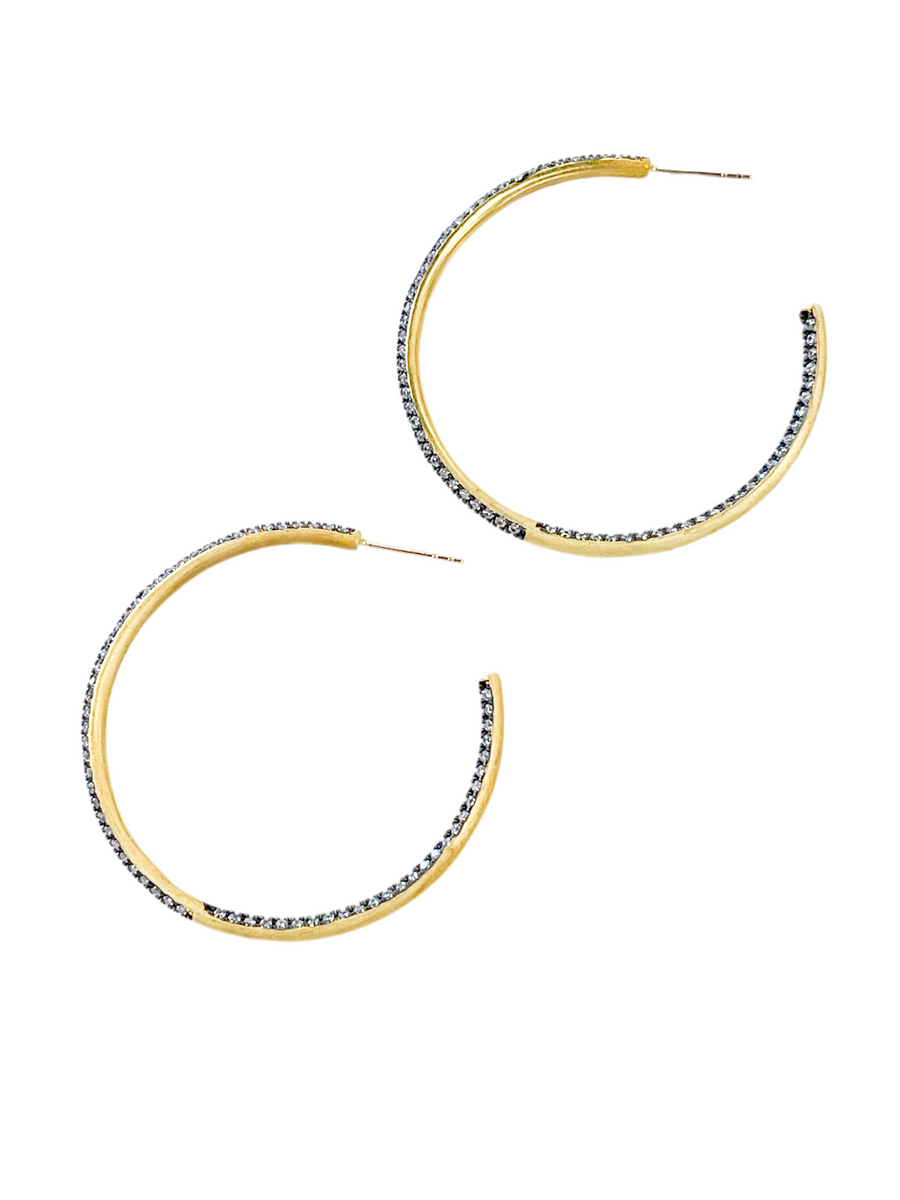 Freida Rothman Pave Hoop Earrings - Gold & Black - Gabrielle's Biloxi