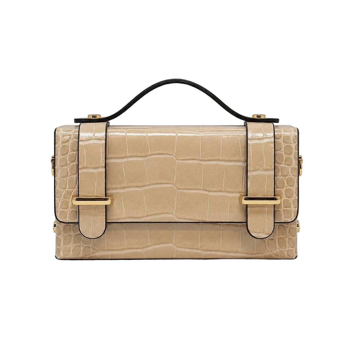 German Fuentes Leather Crocco Handbag - Ivory