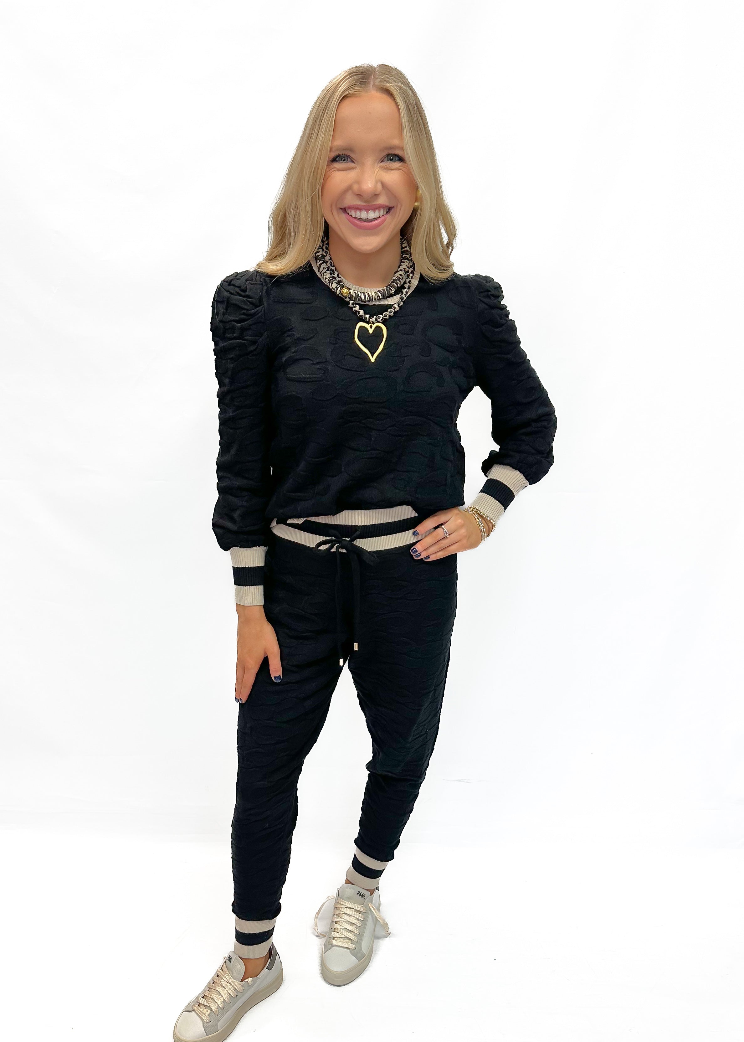 Emily McCarthy Julia Sweater - Black Knit Cheetah - Gabrielle's Biloxi