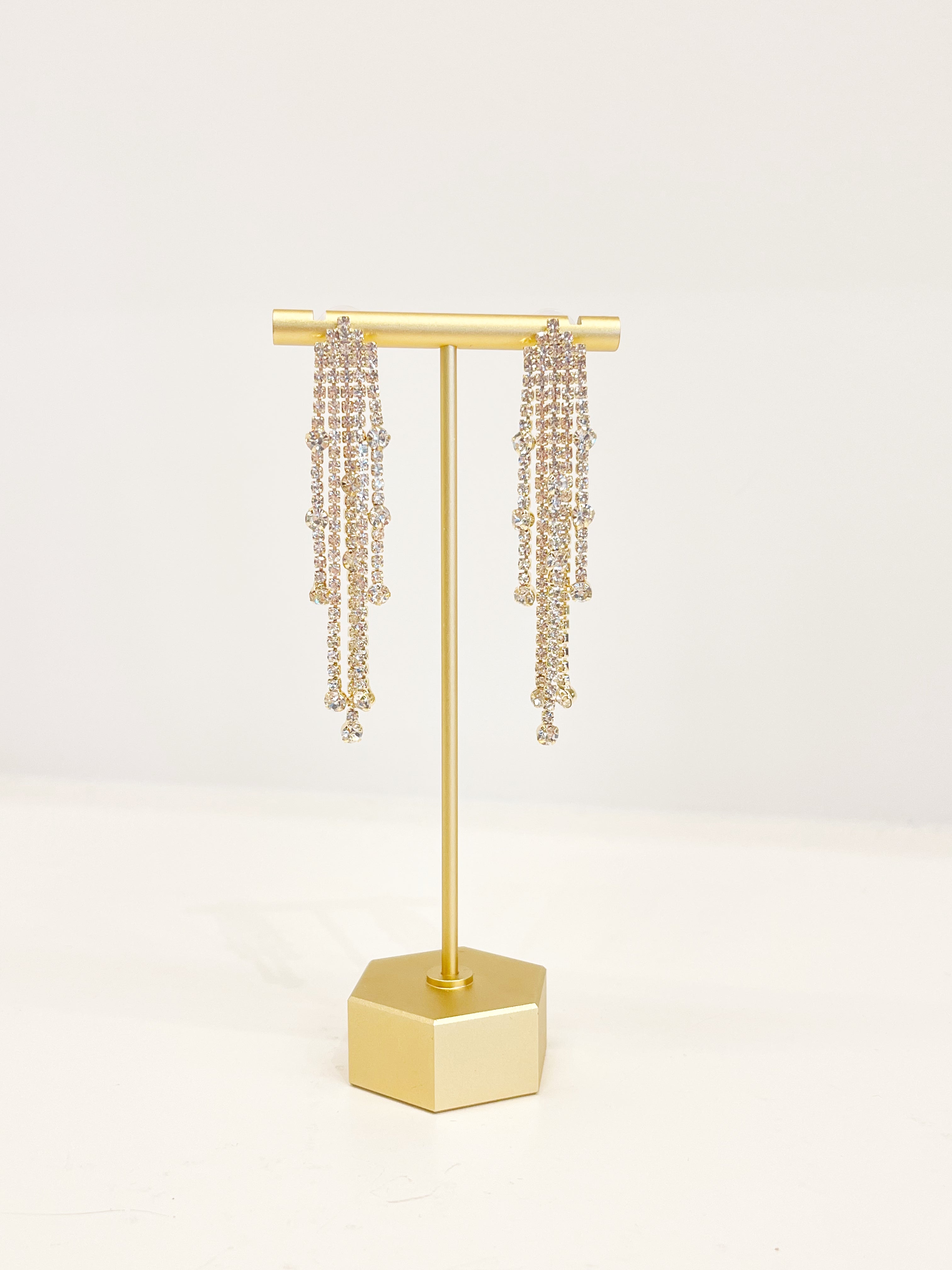 Gold Crystal Cascade Earrings