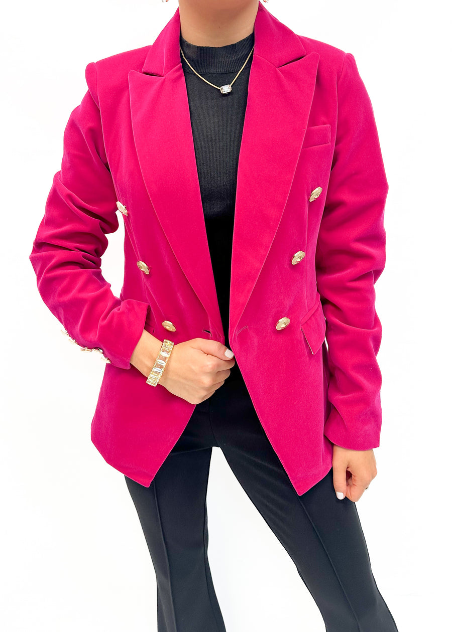 Dolce Cabo Velvet D/B Blazer - Magenta - Gabrielle's Biloxi