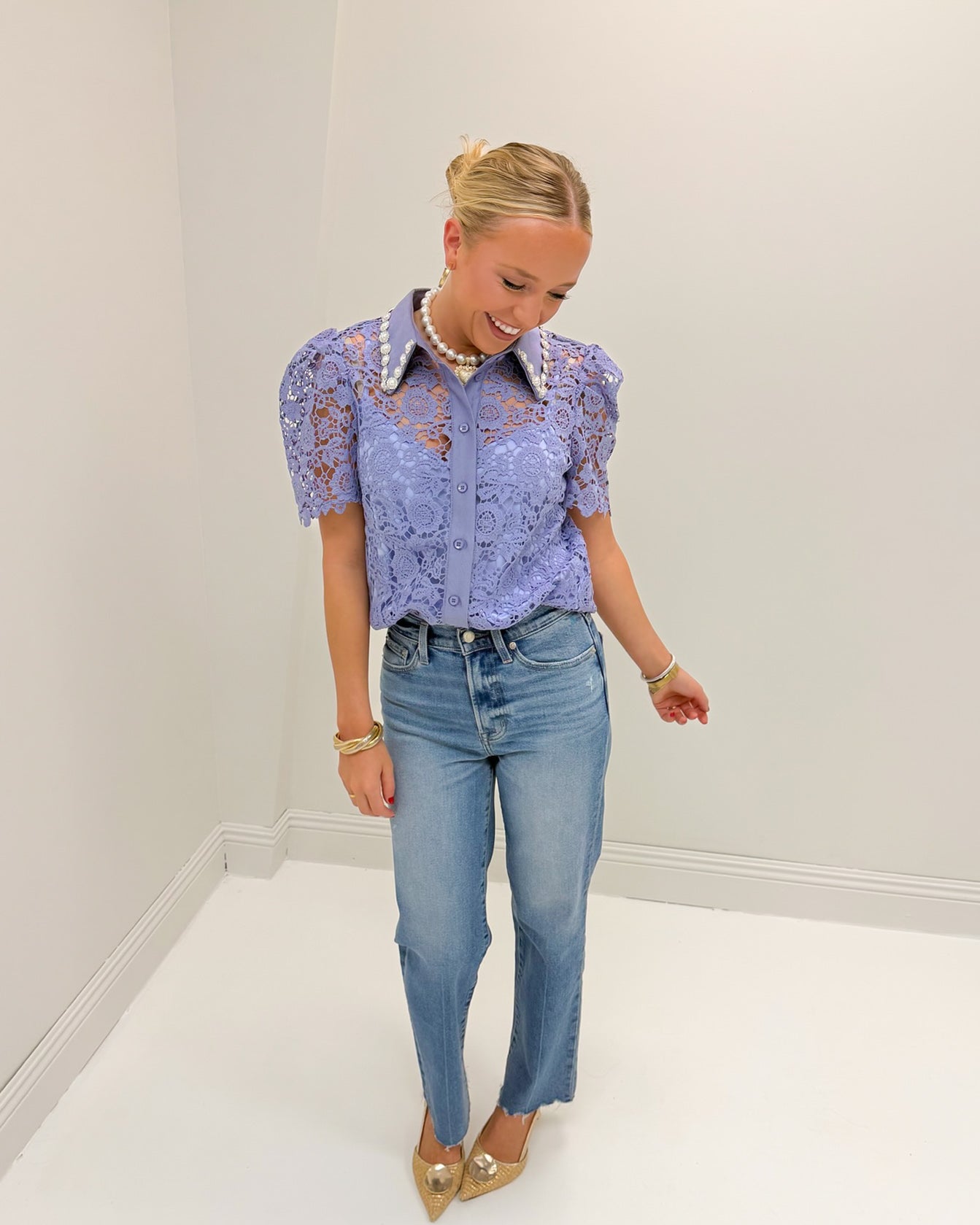 Lavender Floral Lace Top