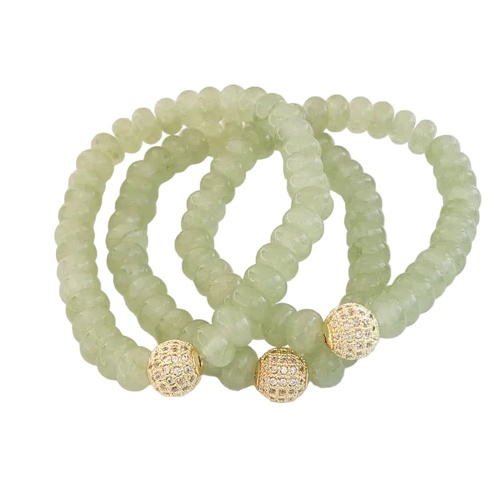 Virtue Rondelle Bracelet with CZ - Sage