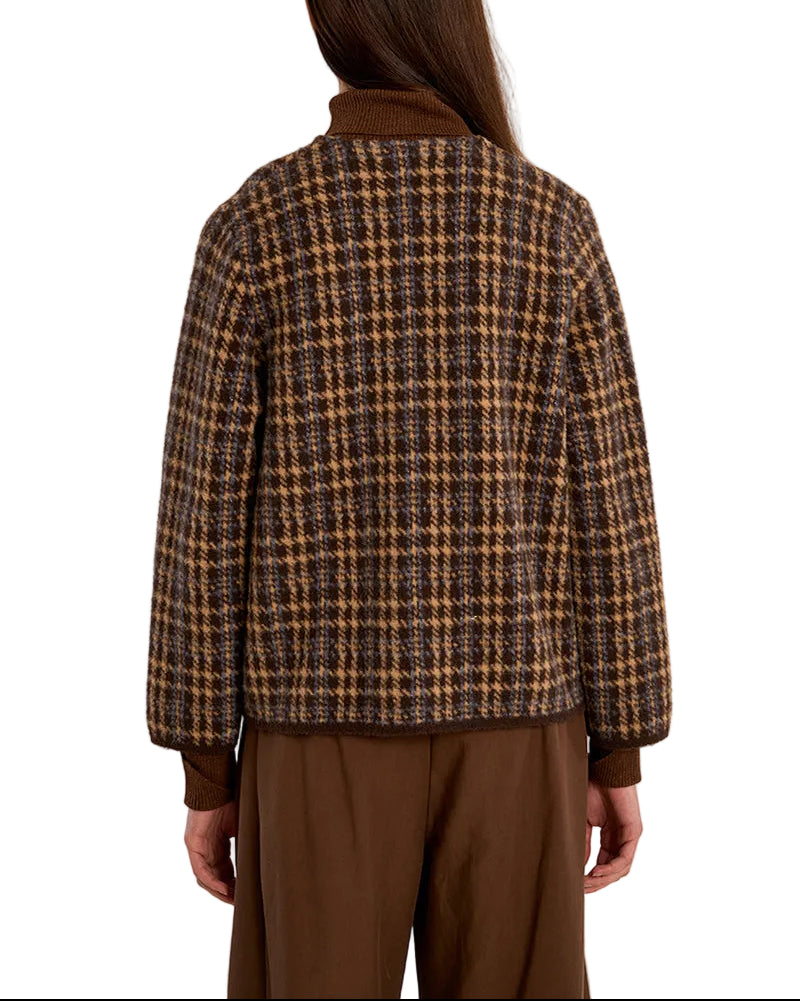 Plaid Officer Jacket - Chocolate