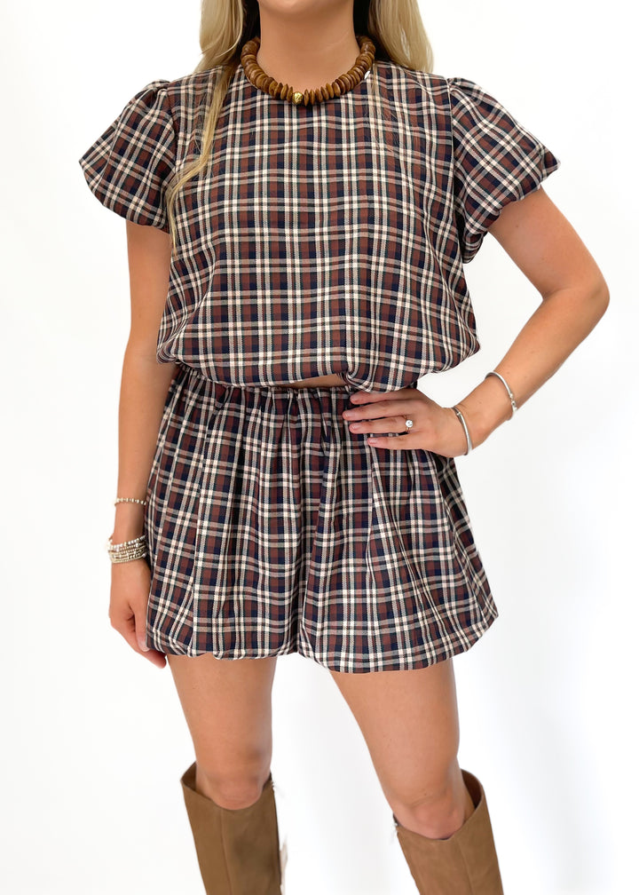 Show Me Your Mumu Highland Bubble Skort - Saddle Plaid - Gabrielle's Biloxi