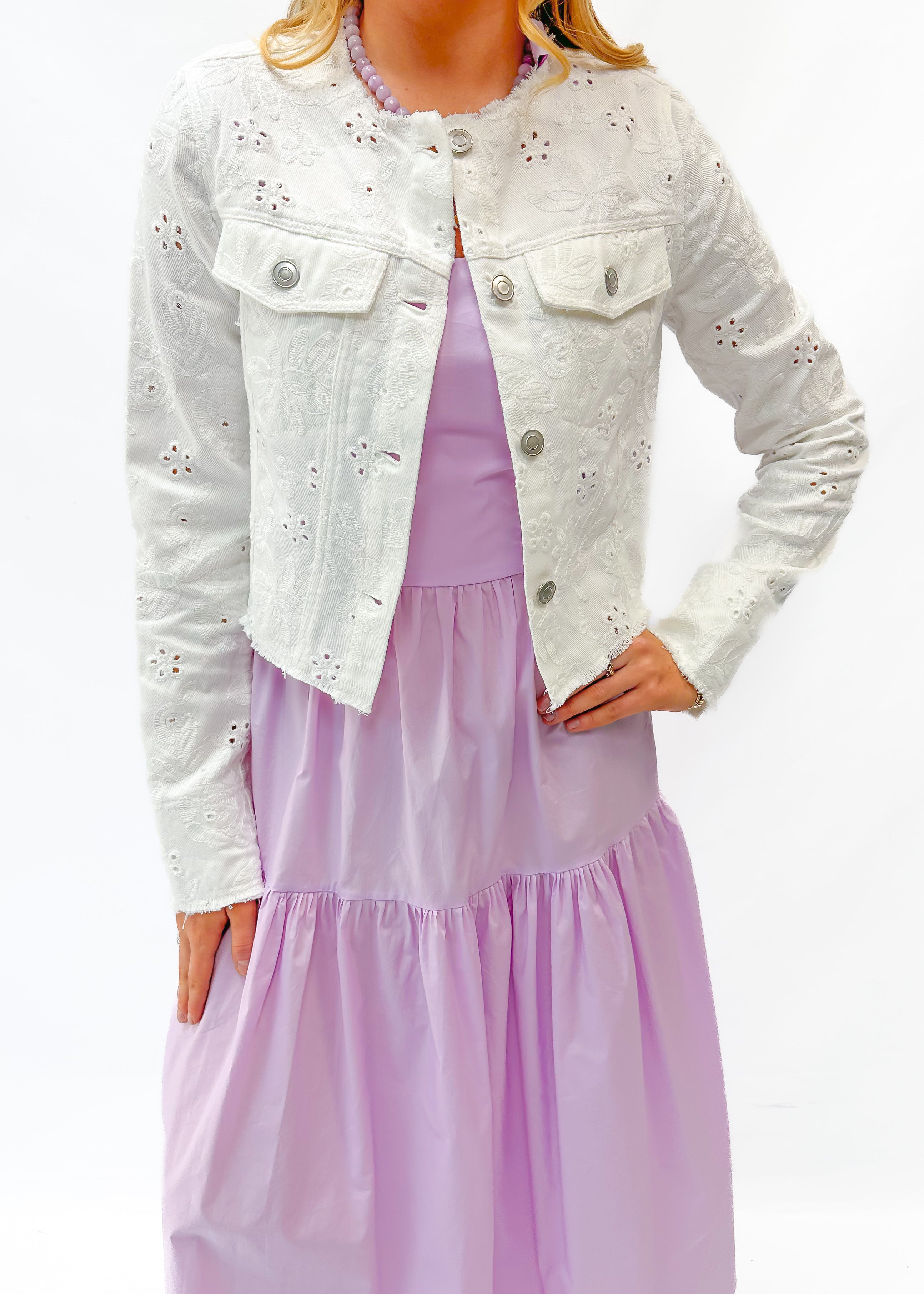 Dolce Cabo Eyelet Jacket - White - Gabrielle's Biloxi