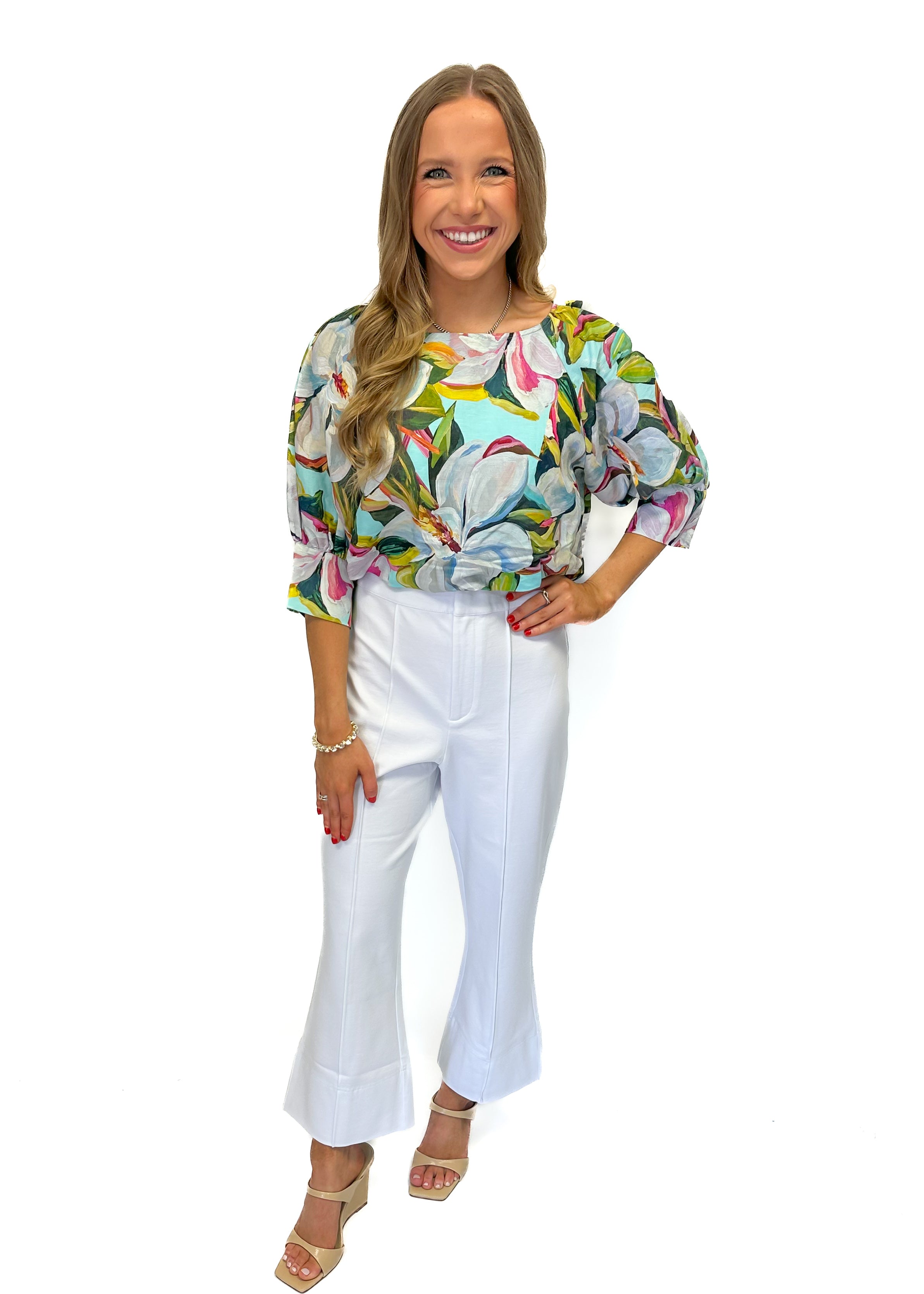Emily McCarthy Saylor Pant - White Ponte - Gabrielle's Biloxi