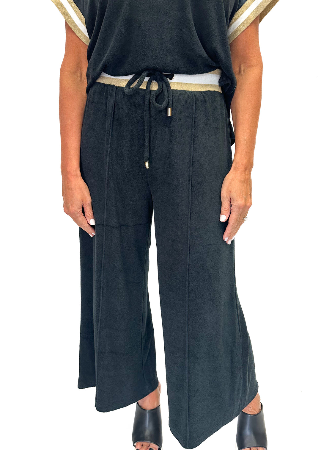Emily McCarthy Teddy Crop Trouser - Black Terry - Gabrielle's Biloxi