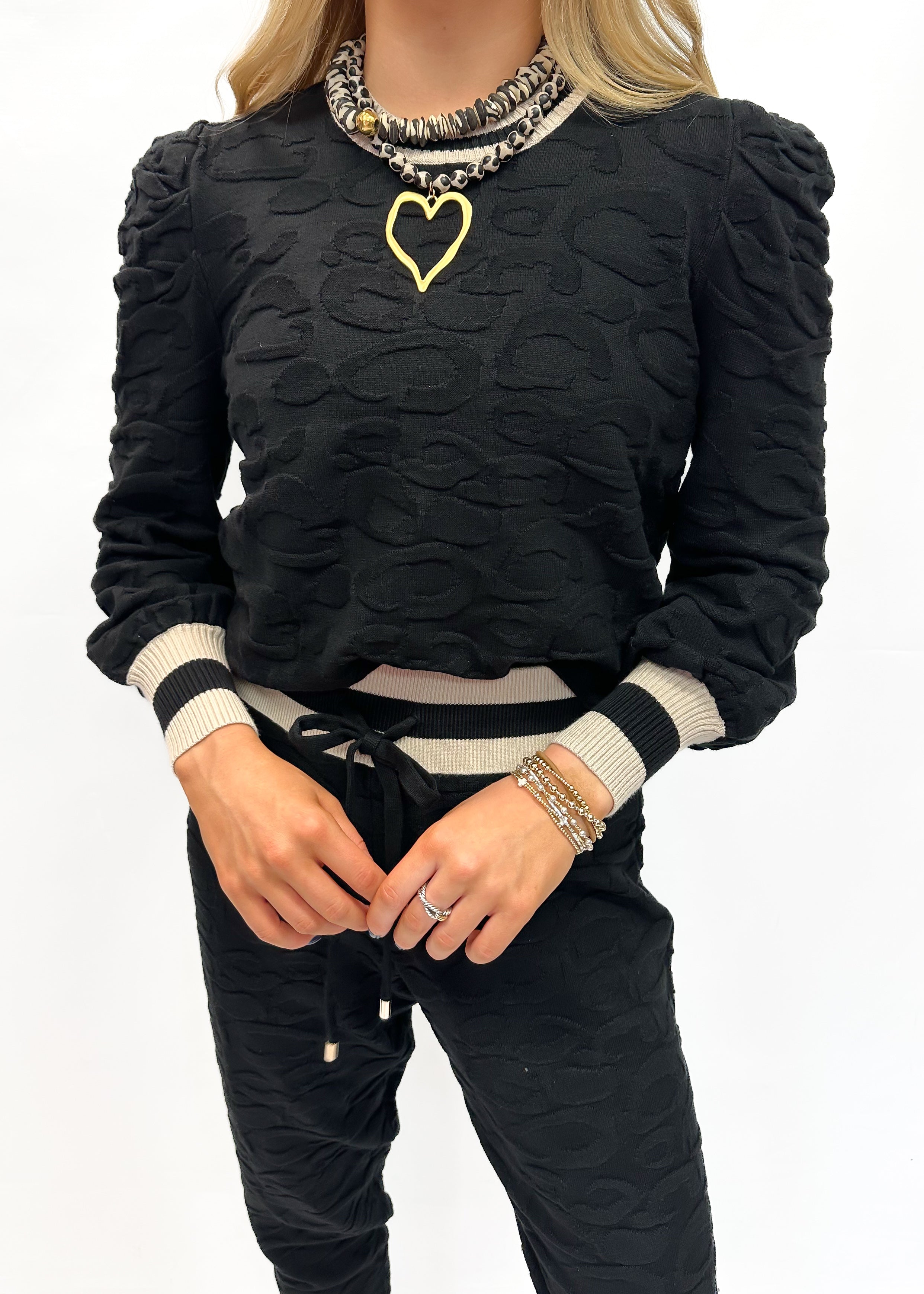 Emily McCarthy Julia Sweater - Black Knit Cheetah - Gabrielle's Biloxi