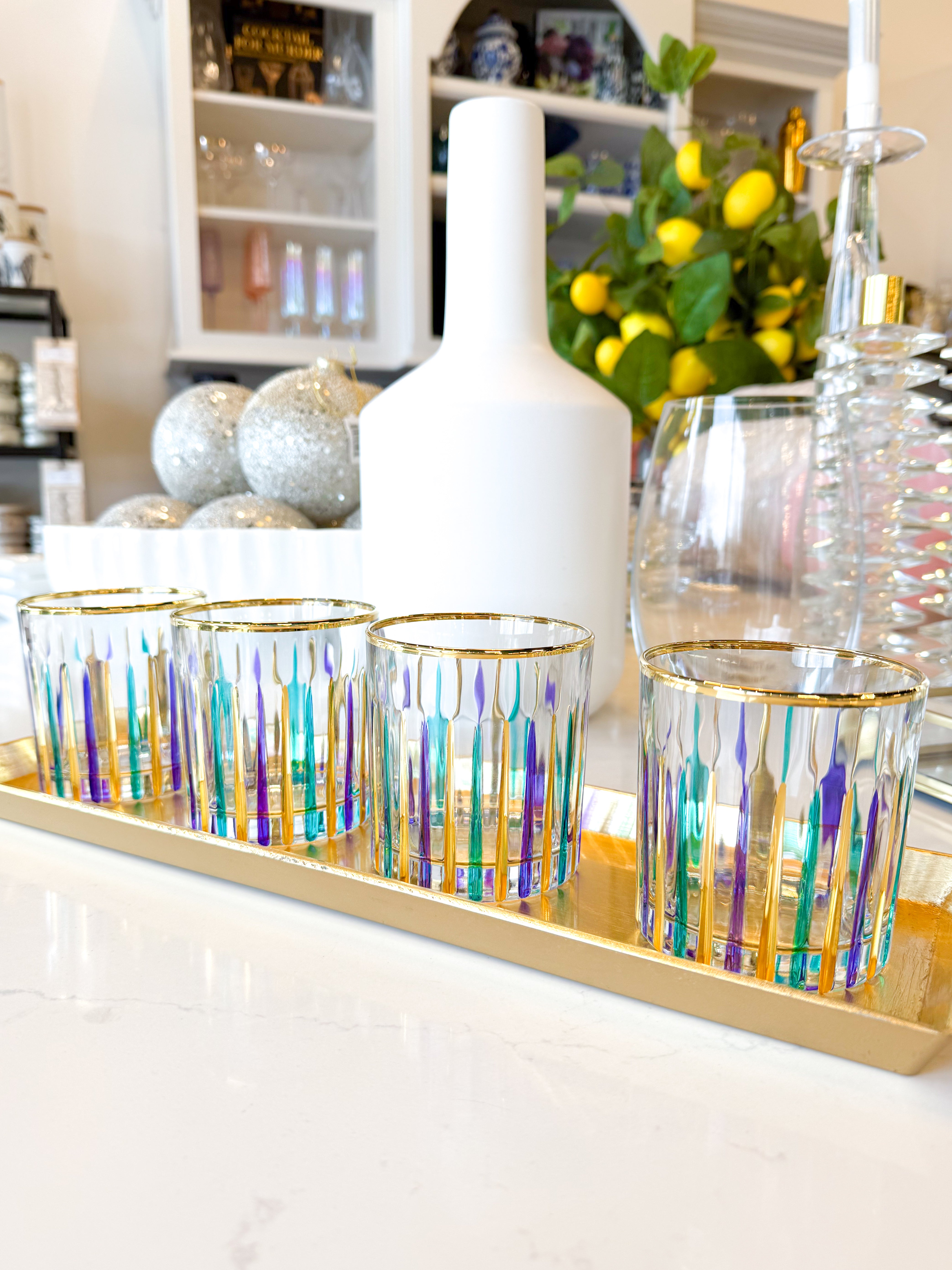 Mardi Gras Whiskey Glass Set