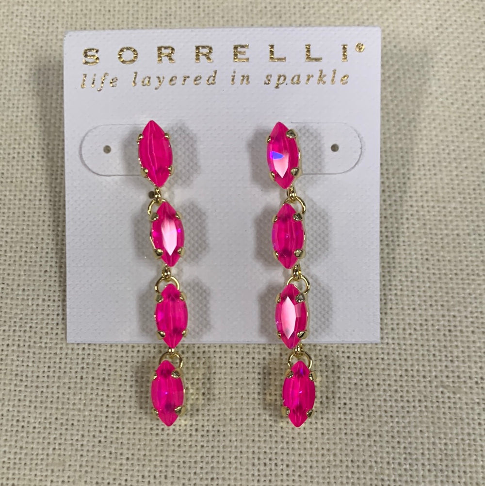 Sorrelli Clarrissa Dangle Earrings - Bright Gold Electric Pink - Gabrielle's Biloxi