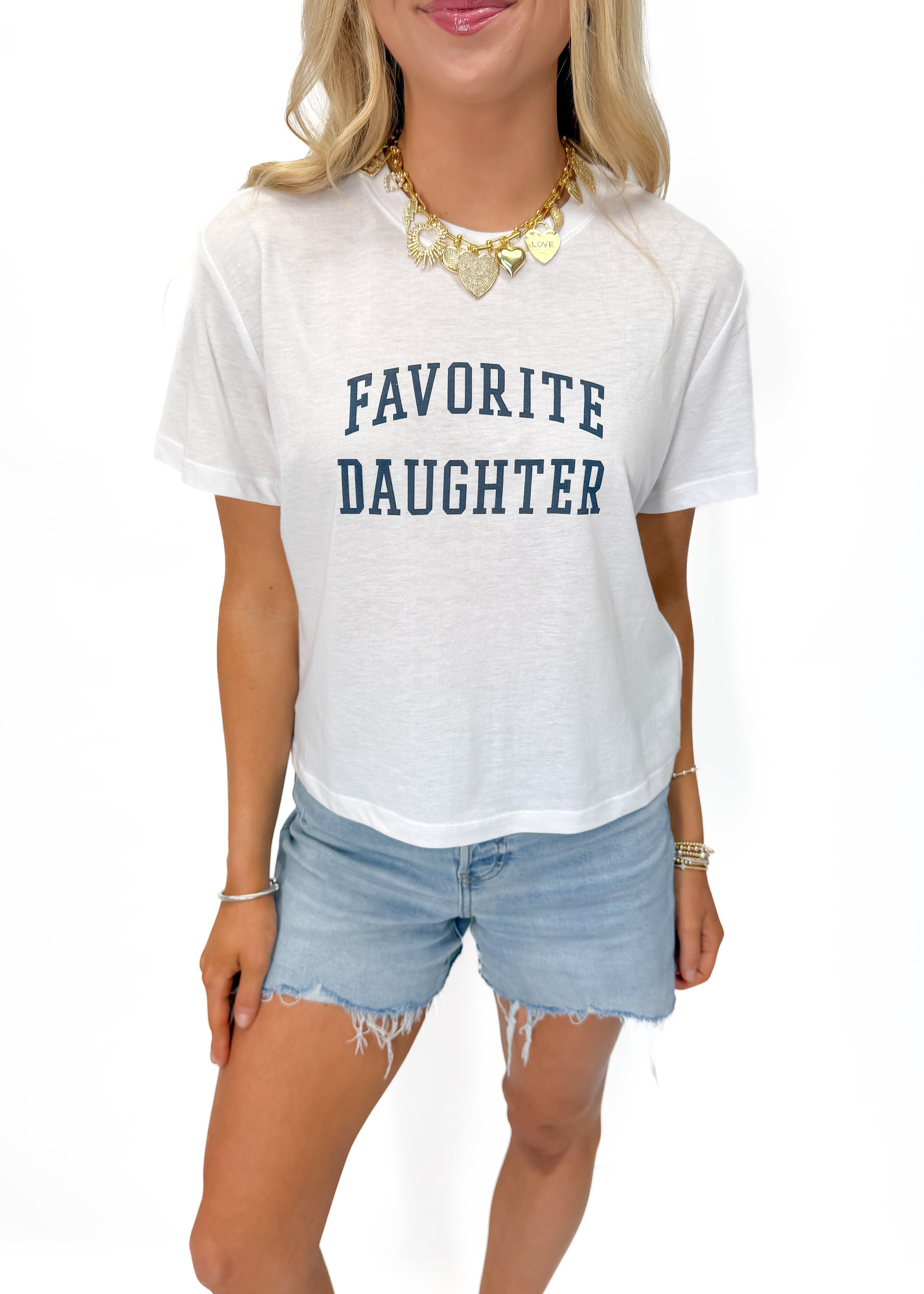 Favorite Daughter Cropped Collegiate Tee - White - Gabrielle's Biloxi