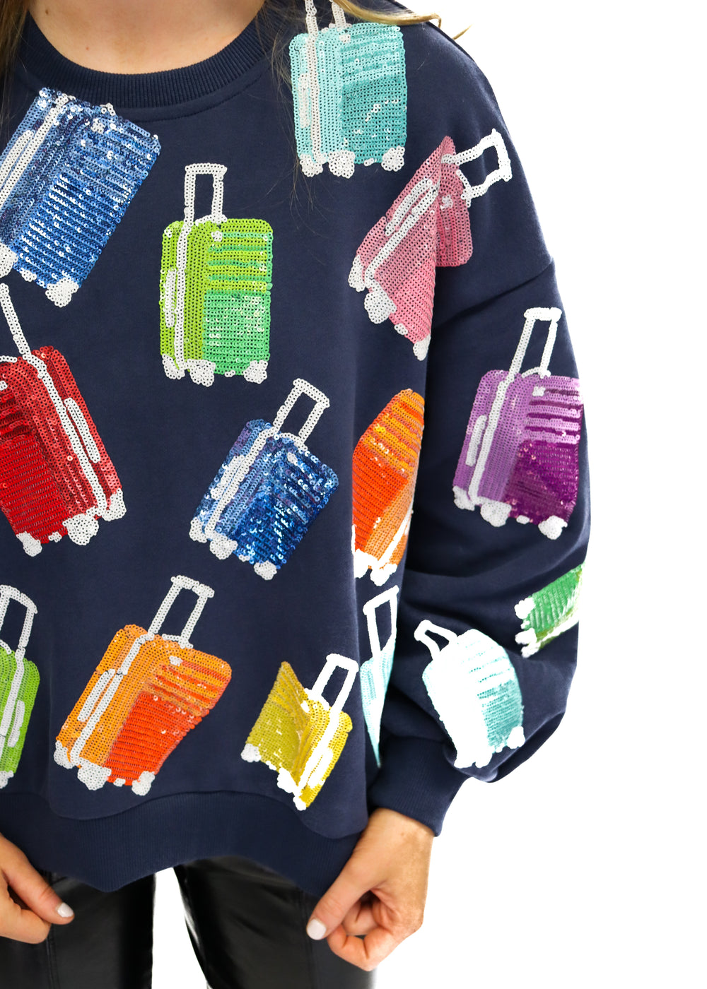 Queen of Sparkles Navy & Rainbow Suitcase Sweatshirt - Gabrielle's Biloxi