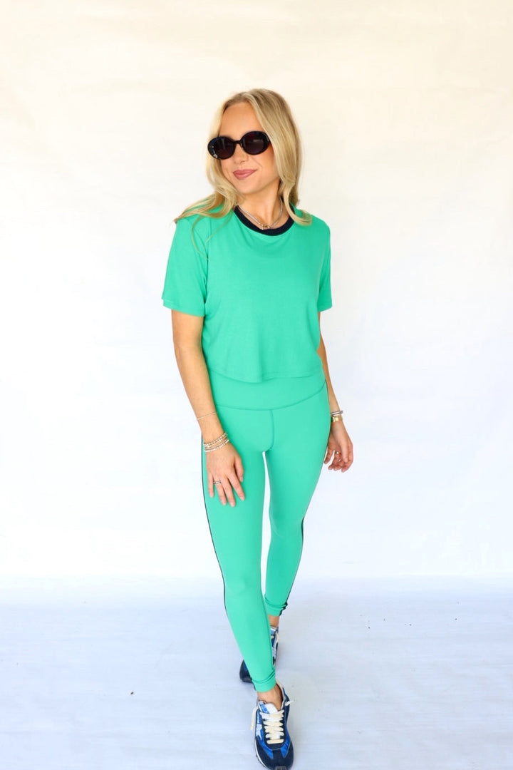 Splits59 Djuna Crop Ringer - Spearmint/Indigo - Gabrielle's Biloxi