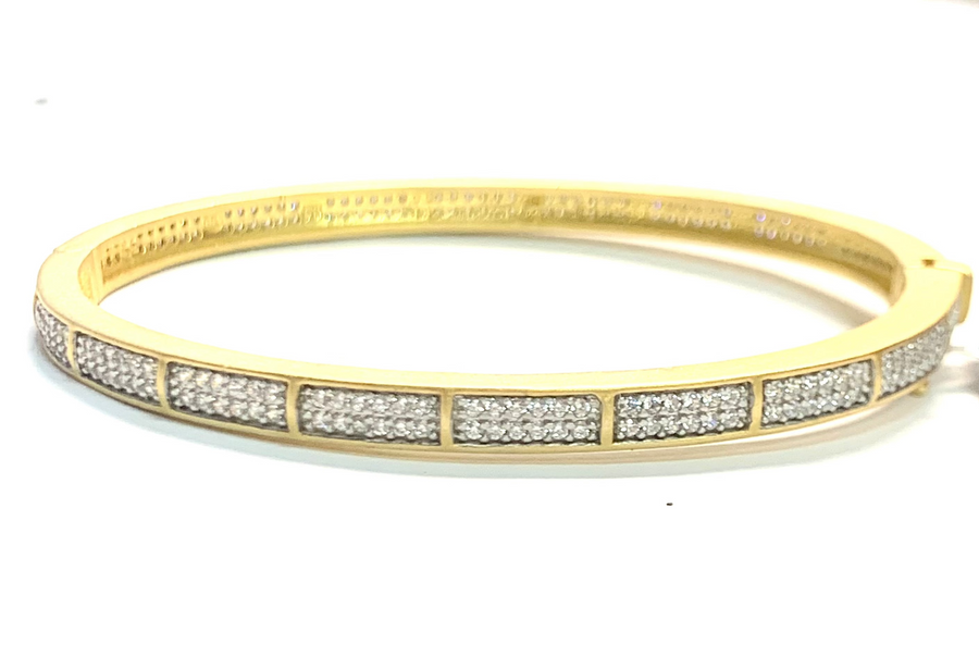 Freida Rothman Pave' Hinge Bangle - Gold - Gabrielle's Biloxi