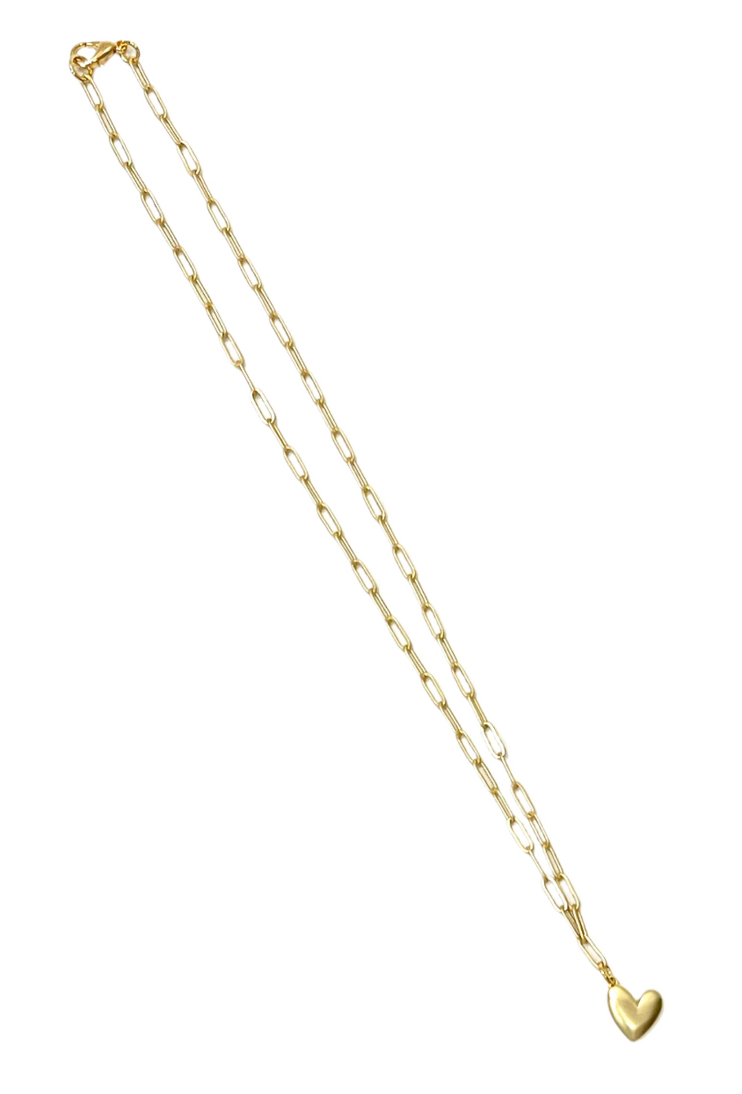 16" Paperclip with Puffy Sideways Heart - Gold - Gabrielle's Biloxi