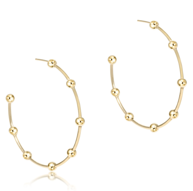 ENewton Beaded Simplicity 1.5" Post hoop - 4mm Gold - Gabrielle's Biloxi