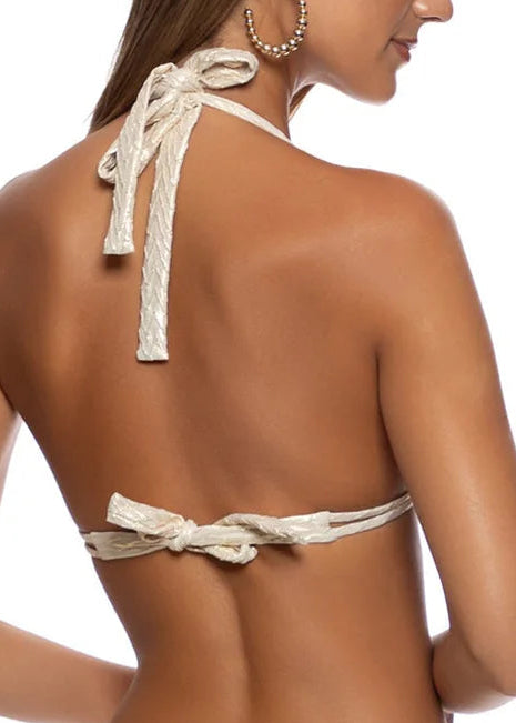 Luli Fama Triangle Halter Top - Gold
