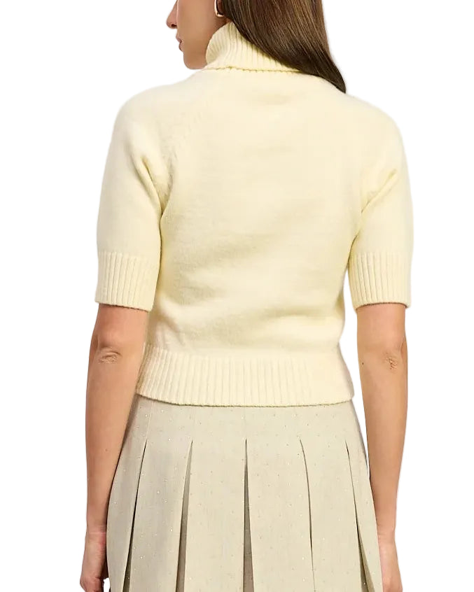 En Saison Kimmie Cropped Sweater - Ivory Silver