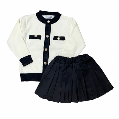 Girls Knit Classy Black/White Skirt Set - Gabrielle's Biloxi