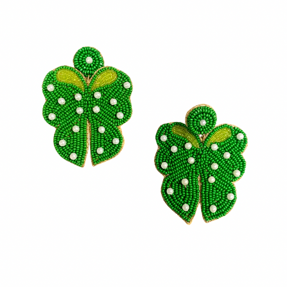 LBLOX Earrings - Green with Pearls - Gabrielle's Biloxi