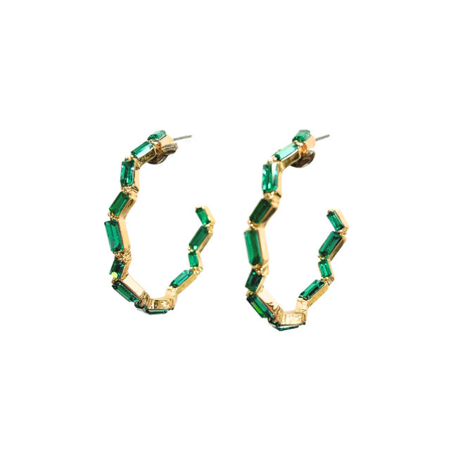 Emerald Hoop Earrings - Gabrielle's Biloxi