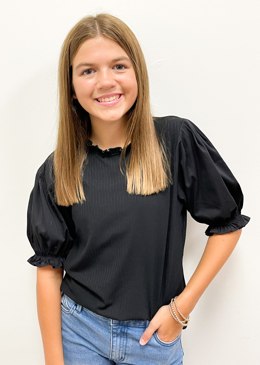 LBLOX Tween Puff Sleeve Top - Black - Gabrielle's Biloxi
