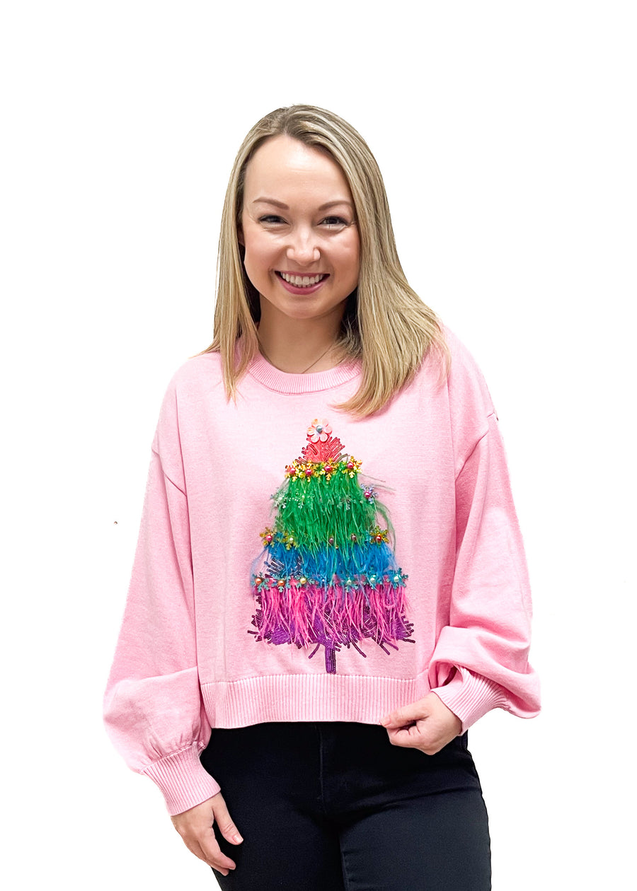 Queen of Sparkles Feather Tree Sweater - Gabrielle's Biloxi