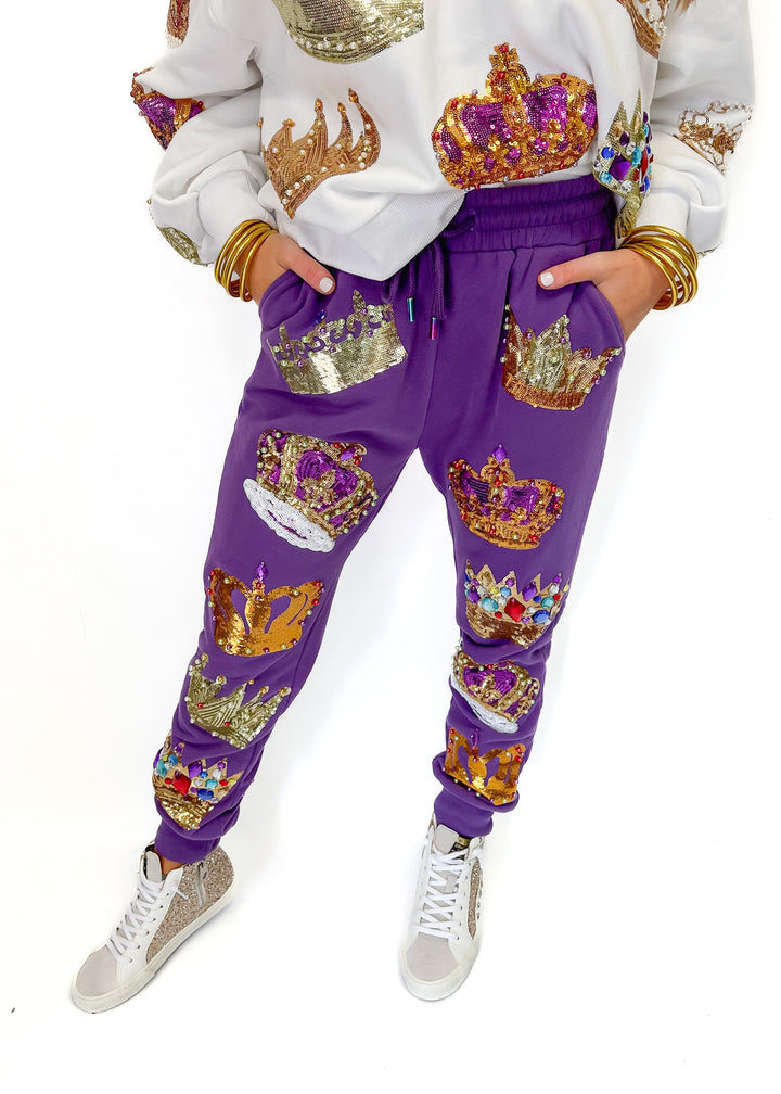 Queen of Sparkles Purple Mega Crown Joggers - Gabrielle's Biloxi