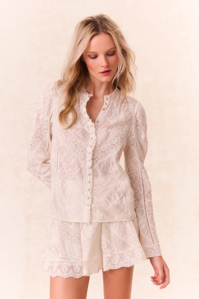 Love Shack Fancy Isaline Top - Off White - Gabrielle's Biloxi
