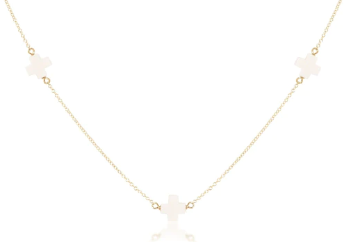 ENewton 15" Choker Simplicity Chain Gold - Signature Cross Off-White - Gabrielle's Biloxi