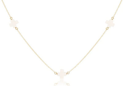 ENewton 15" Choker Simplicity Chain Gold - Signature Cross Off-White - Gabrielle's Biloxi