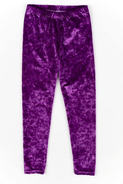 Girls Leggings in Purple Crushed Velvet - Gabrielle's Biloxi