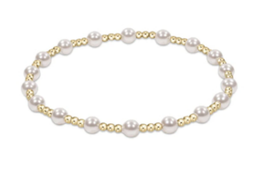 ENewton Classic Sincerity Pattern 4mm Bead Bracelet - Pearl - Gabrielle&