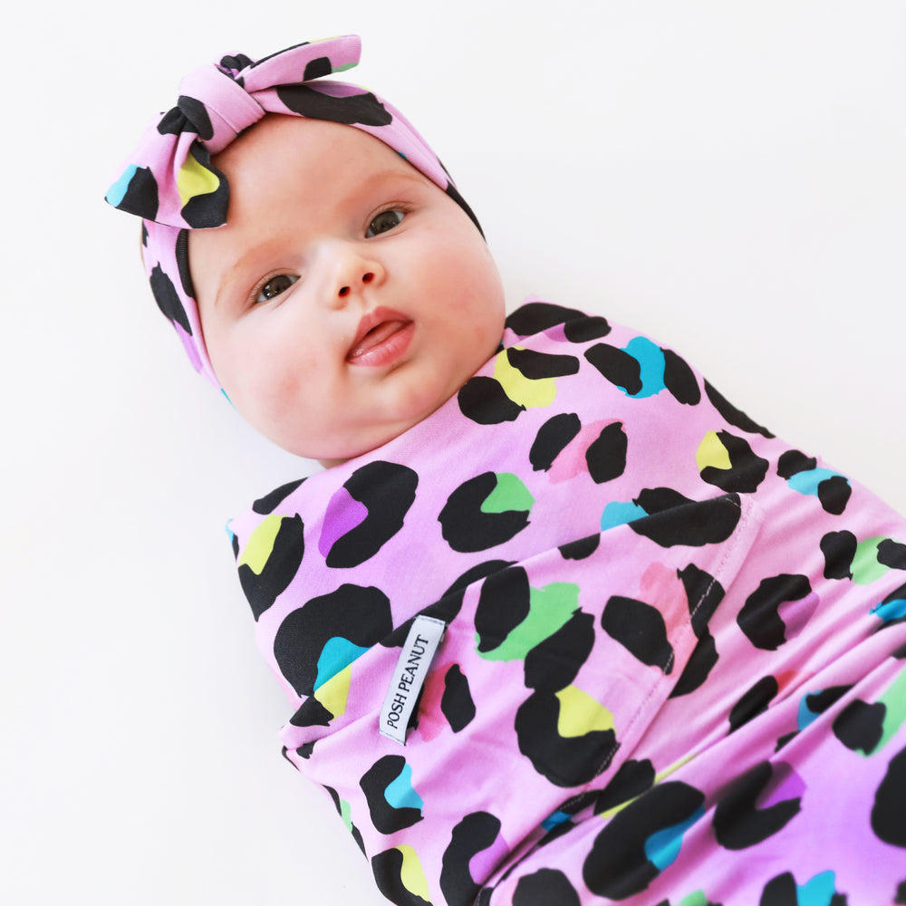 Posh Peanut Infant Swaddle & Bow Set - Electric Leopard - Gabrielle's Biloxi