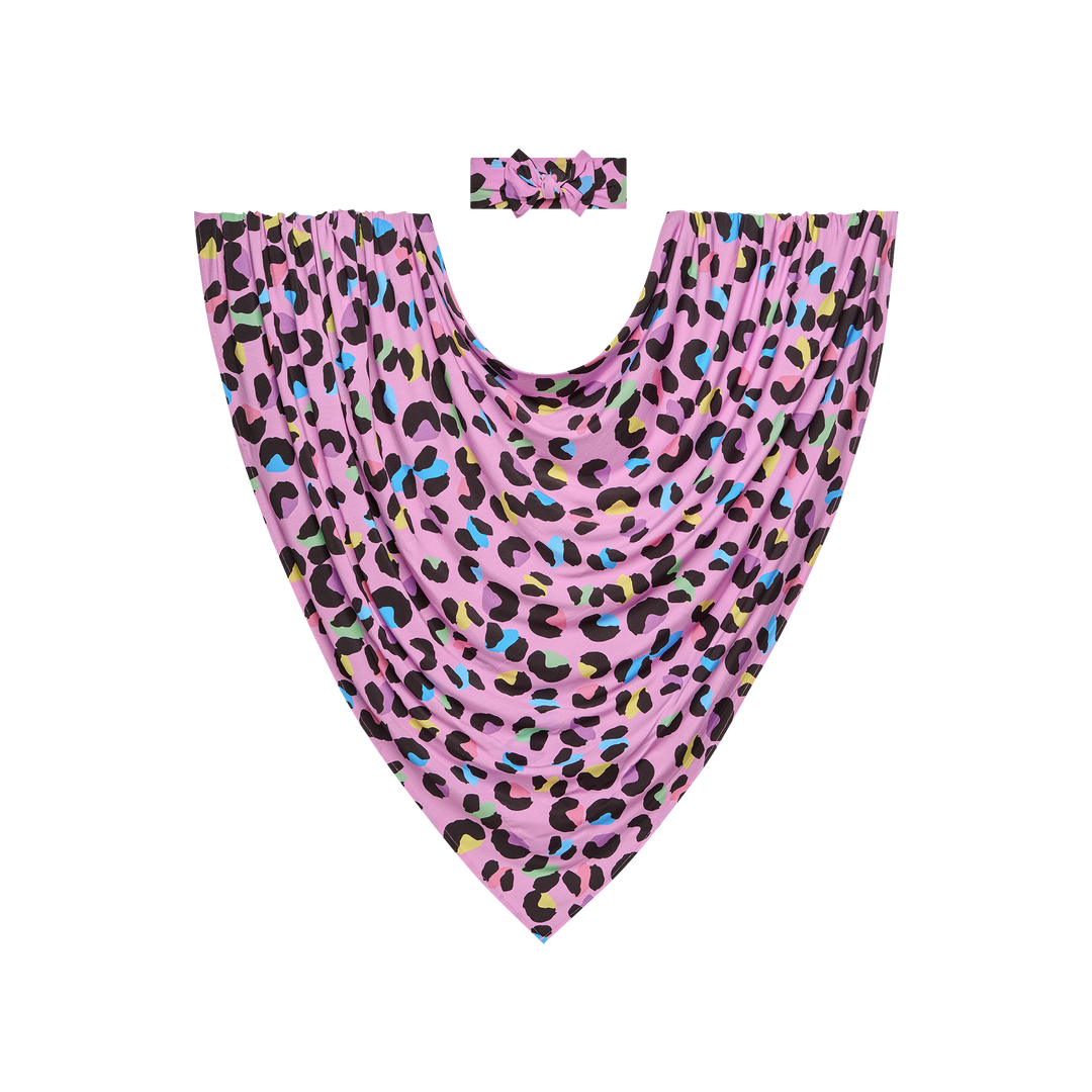 Posh Peanut Infant Swaddle & Bow Set - Electric Leopard - Gabrielle's Biloxi