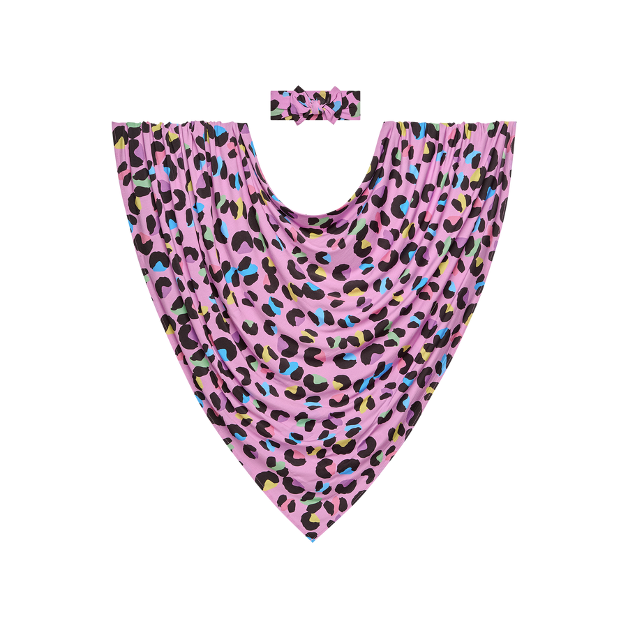 Posh Peanut Infant Swaddle & Bow Set - Electric Leopard - Gabrielle's Biloxi