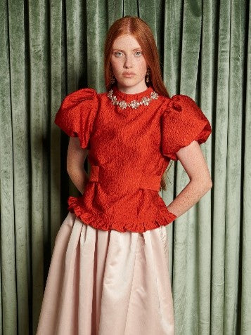 Sister Jane Narrative Jacquard Top - Red - Gabrielle's Biloxi