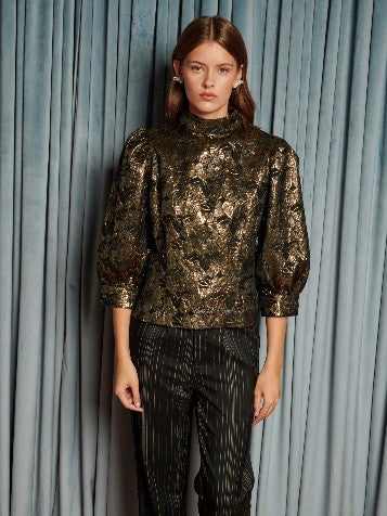 Sister Jane Memoria Jacquard Top - Gold - Gabrielle's Biloxi