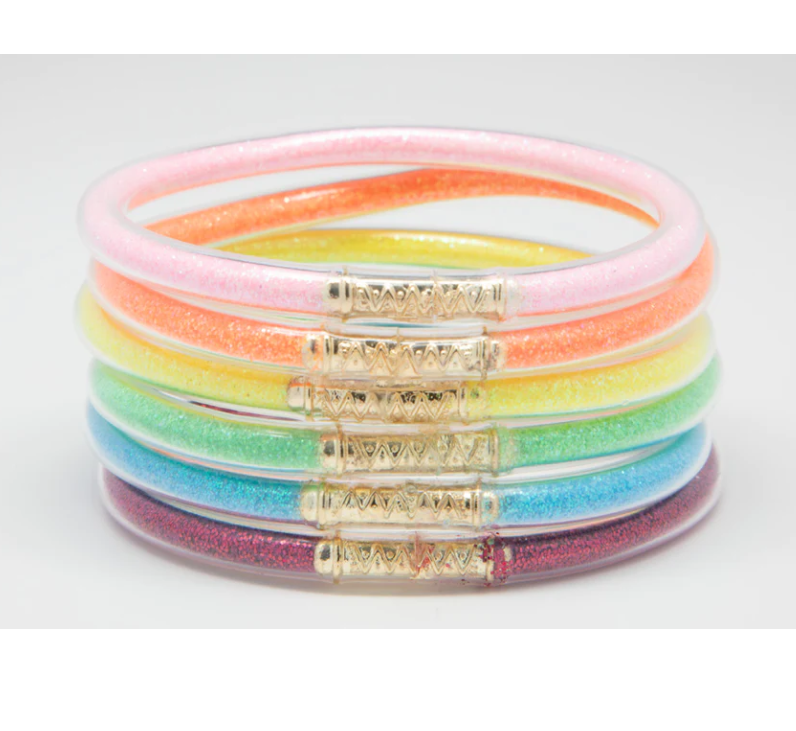 Girls Rainbow Bangle Bracelets Waterproof - Gabrielle's Biloxi