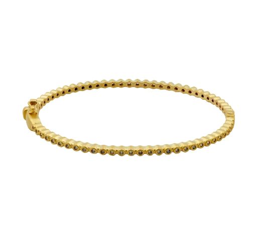 Freida Rothman Signature Bezel Pavé Hinge Bangle - Gold - Gabrielle's Biloxi