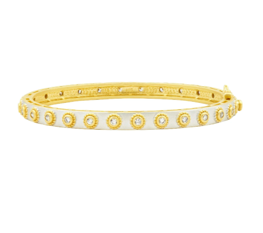 Freida Rothman Studded Eternity Hinge Bangle - Silver & Gold - Gabrielle's Biloxi