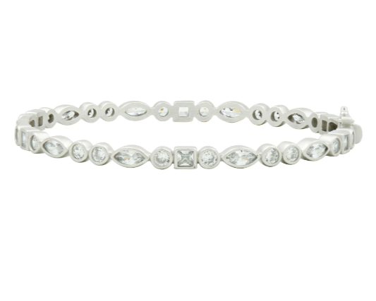 Freida Rothman Signature Mixed Shaped Hinge Bangle - Silver - Gabrielle's Biloxi