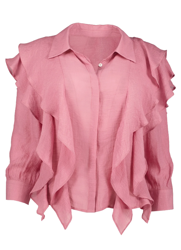Bishop + Young Chantal Ruffle Long Sleeve Top - Rose - Gabrielle's Biloxi