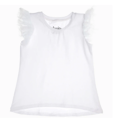 Girls Tulle Ruffle Shirt - White - Gabrielle's Biloxi