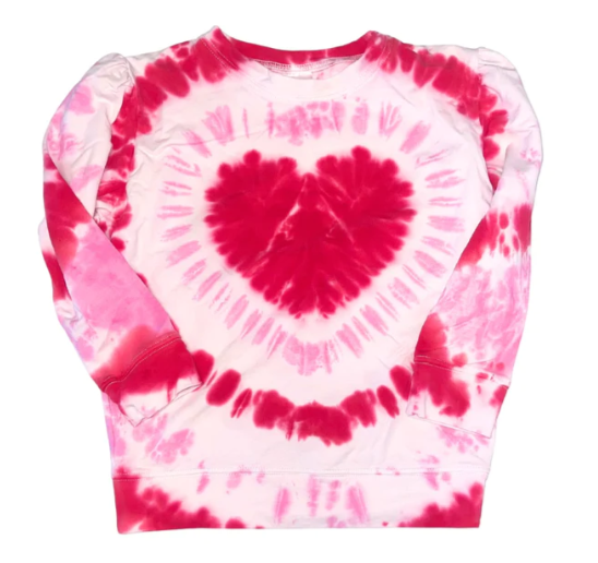 Girls Heart Tie Dye Holly Sweatshirt - Gabrielle's Biloxi