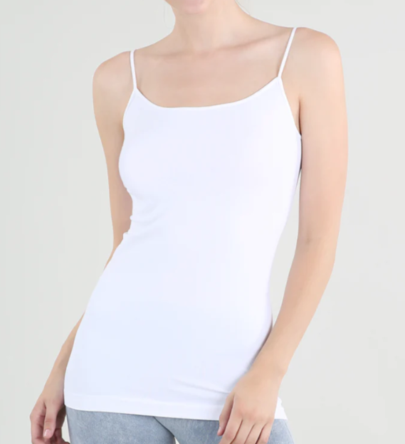 Basic Regular Long Cami - White - Gabrielle's Biloxi